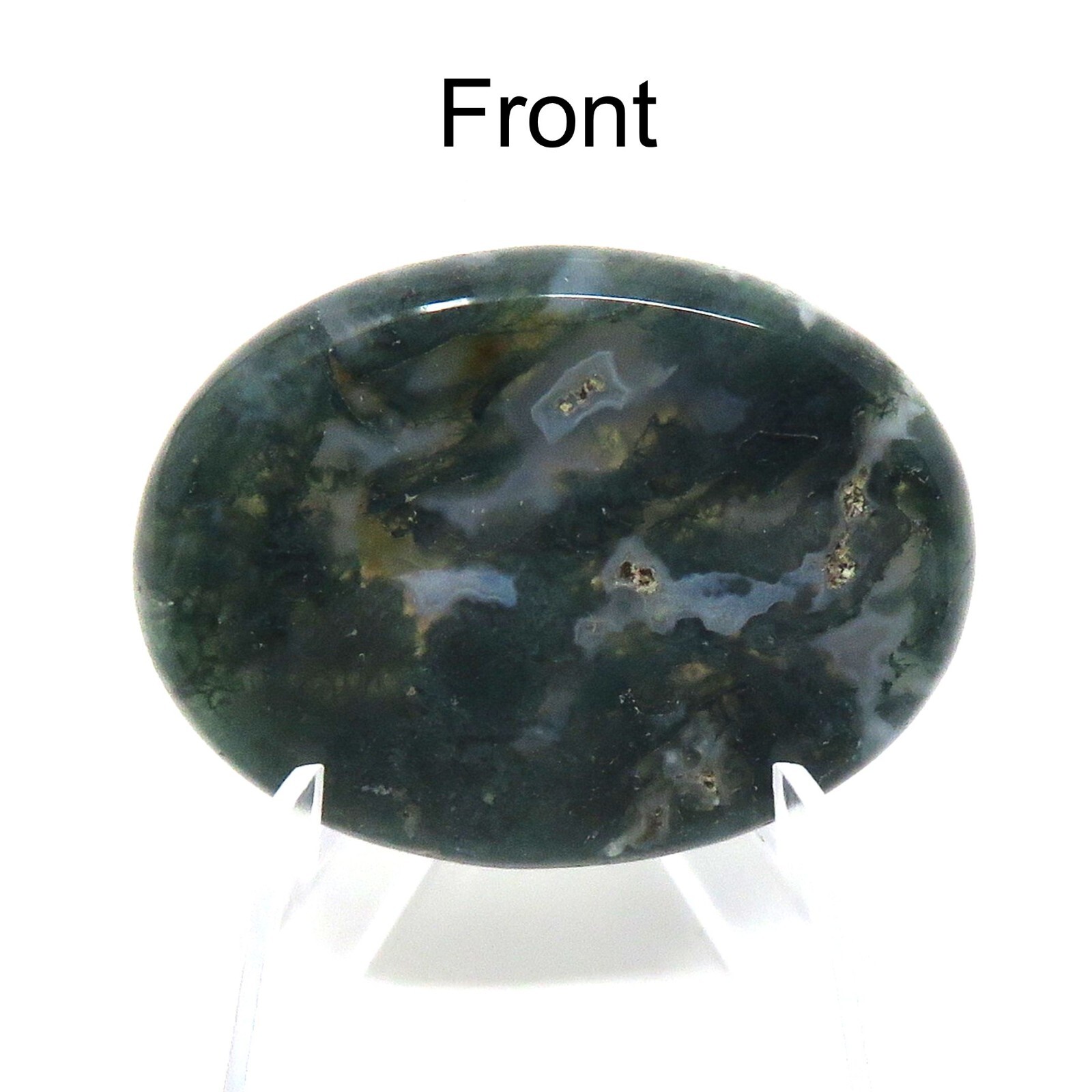 Moss Agate Worry Stone #616- 45mm x 35mm x 9mm – Pocket Stone