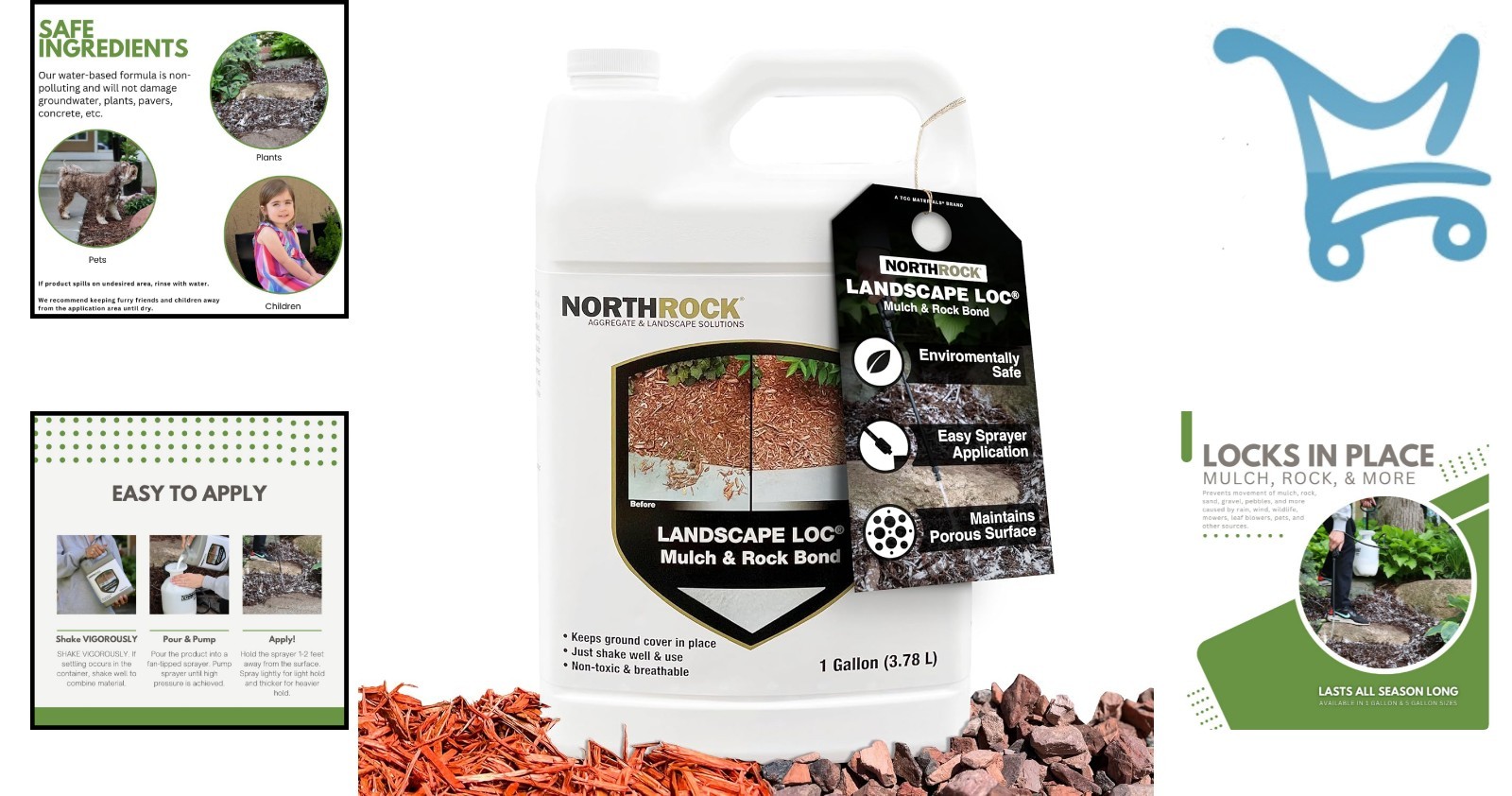 Mulch & Rock Bond Vinyl Acetate Waterproof Pet Friendly Stabilizing Glue 1 Ga…