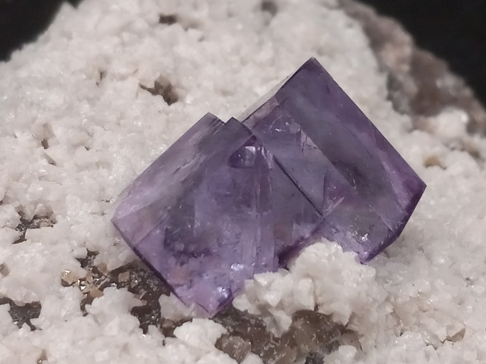 Purple Fluorite Cube Specimen with White Quartz on Matrix from Yaogangxian