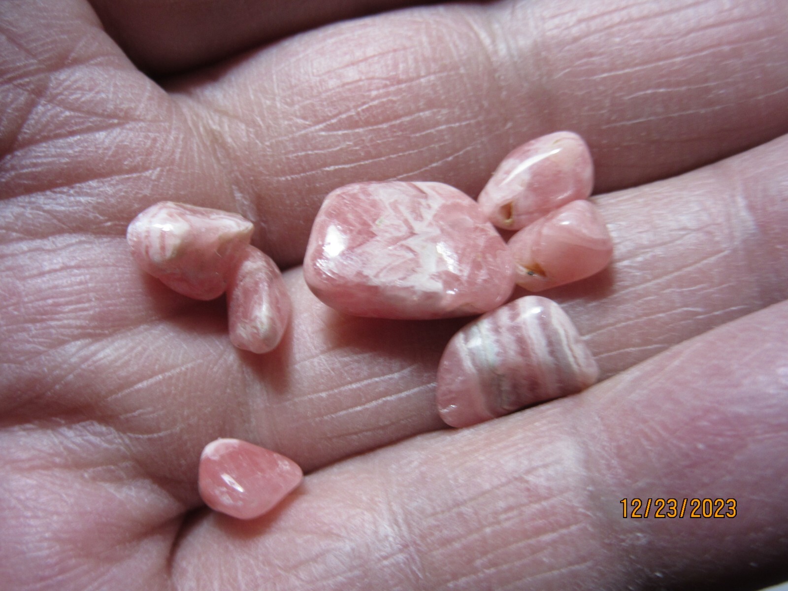 7 PC RHODOCHROSITE Tumbled Stone Crystals (R41) Healing Reiki Chakra **New**