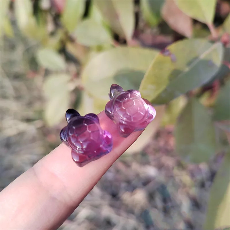 10pcs Natural Fluorite Turtle Mini Quartz Tortoise Carved Crystal Skull Healing