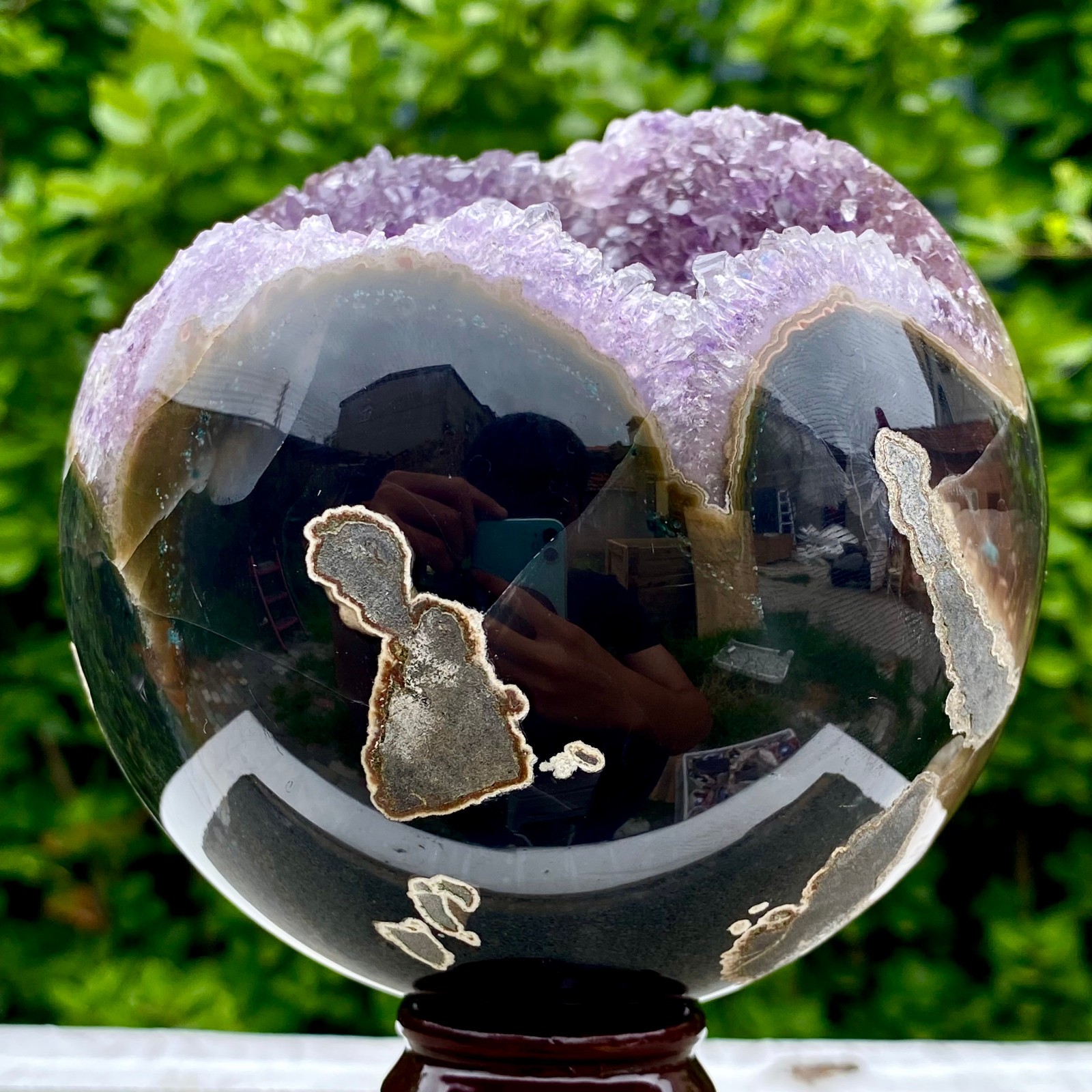 3.9LB Amethyst Agate Sphere Polished Healing Crystal Ball Home Feng Shui Ornam