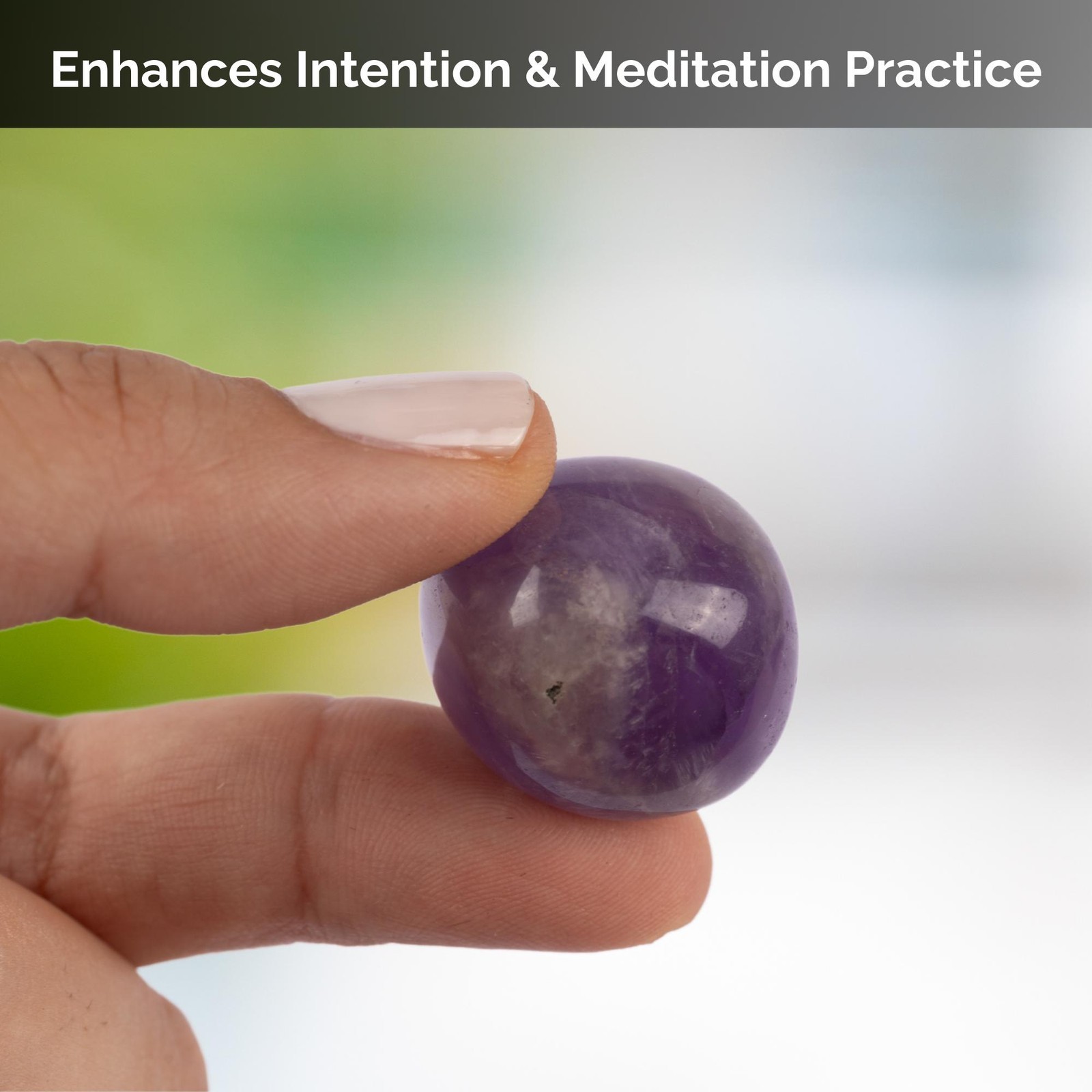 Amethyst Crystal Tumble Stone, Polished Stone for Meditation & Healing