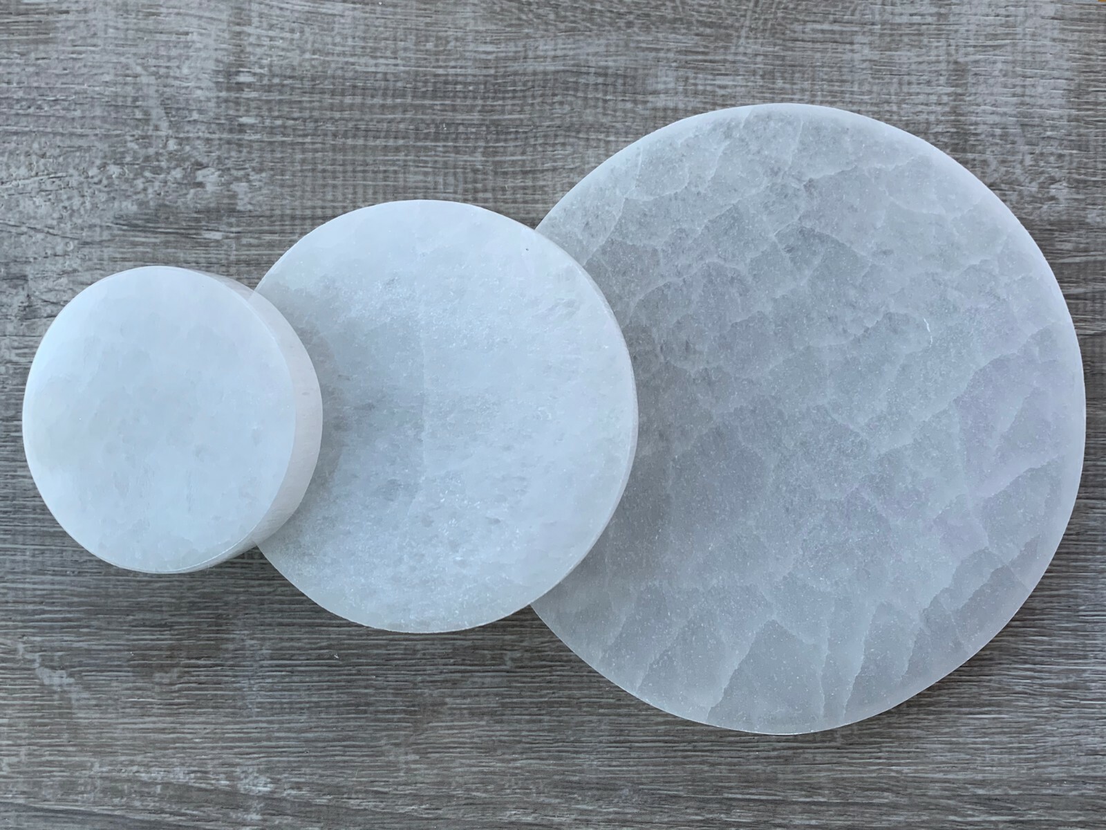 Polished Selenite Circle Charging Plate for Crystal Cleansing, Size 3″, 4″ & 6″