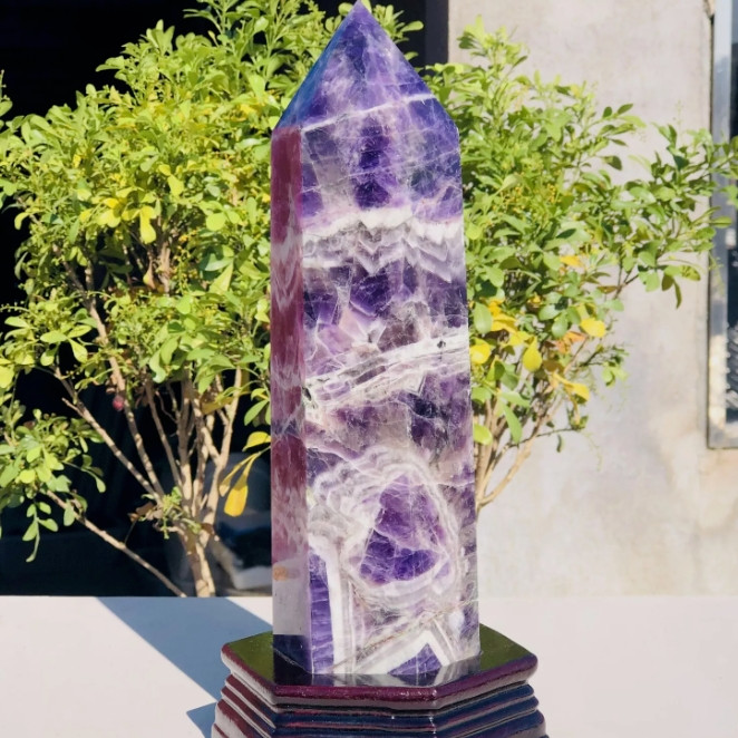 Eco Friendly Chevron Amethyst Purple Crystal Tower Point Home Car Deco Gift Idea