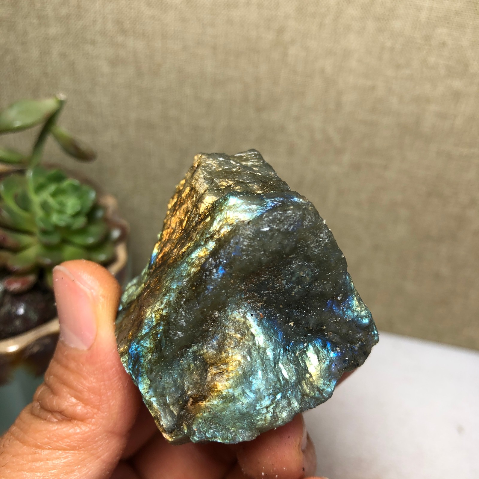 41mm Natural Labradorite Crystal gemstone rough original Specimen 90g A4218