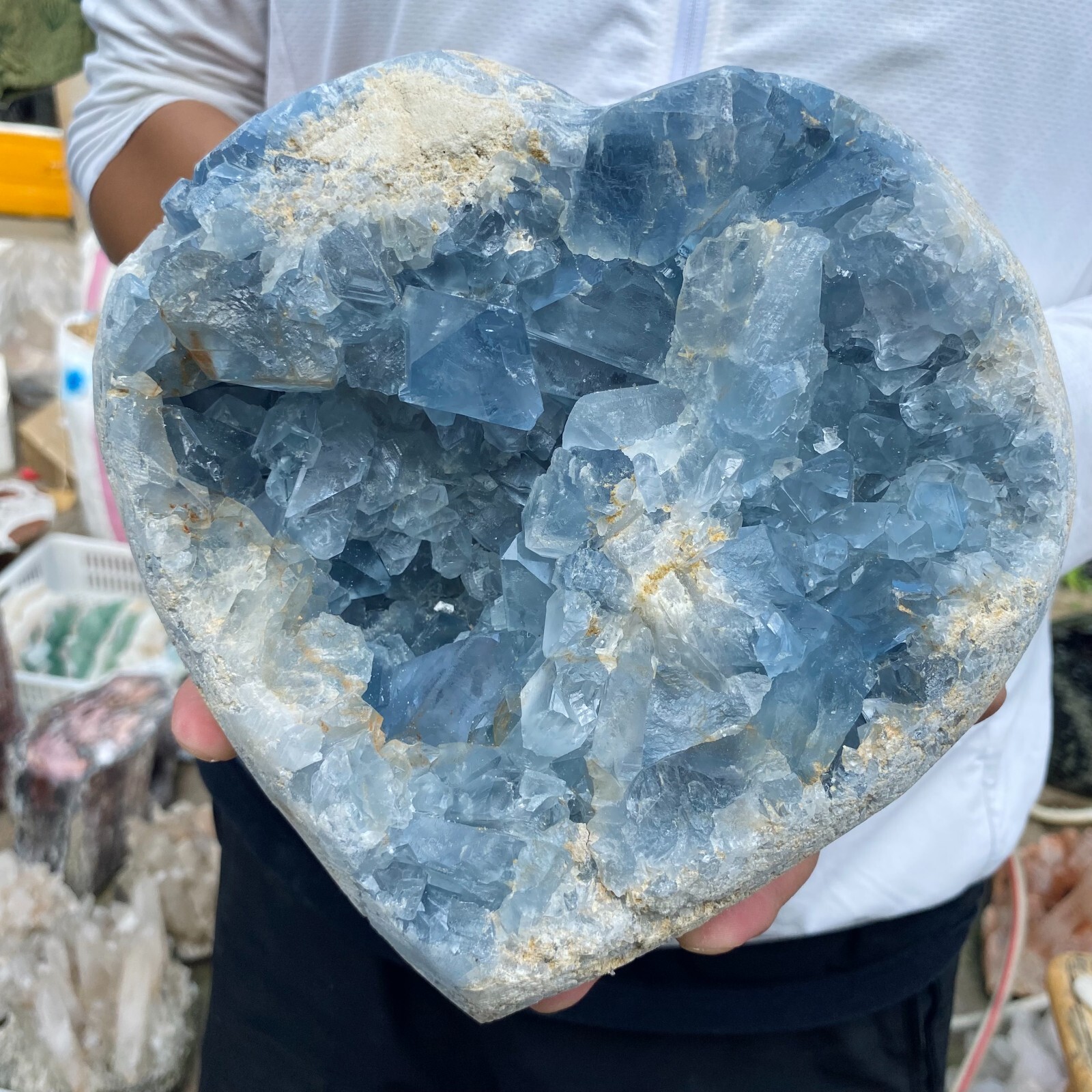 14.4lb natural blue celestite geode quartz crystal mineral specimen healing
