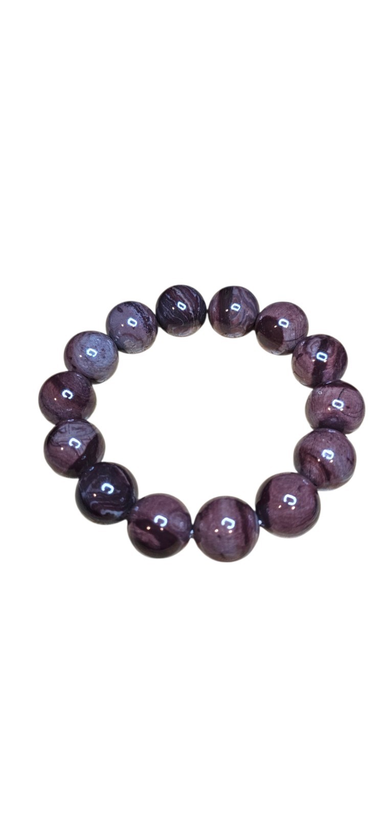 Natural Flint Stone 17mm Bracelet Round Beads 9 Inches Wrist Size