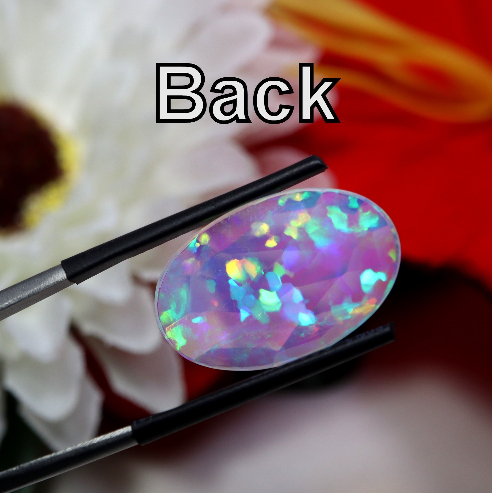21.3×13.mm Rose Cut AAA Oval Natural Ethiopian Opal, 4.5Ct Rainbow Fire Gemstone