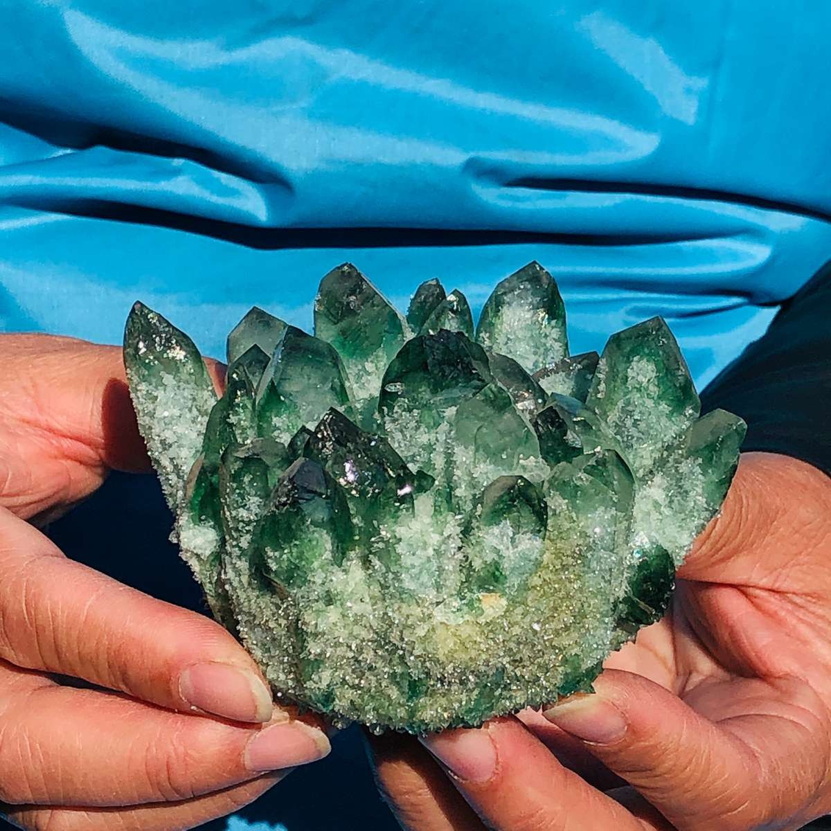 430+510+460+290g New Find green Phantom Quartz Crystal Cluster Mineral Specimen