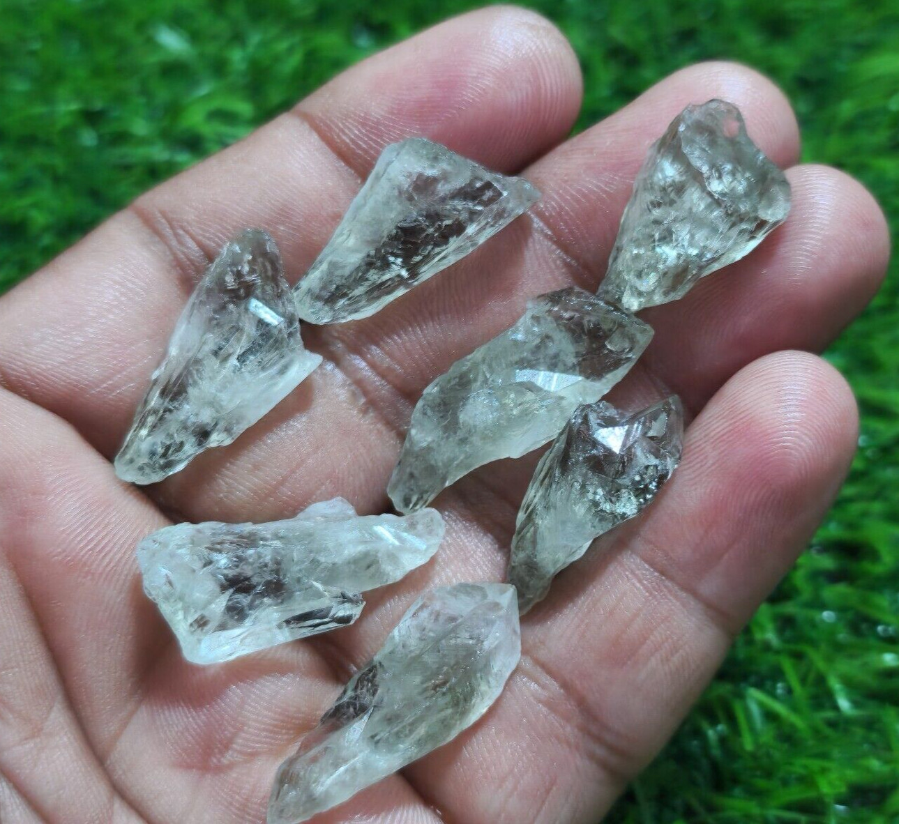 Top Green Amethyst Shards 7 Pcs Lot 20-30 mm Jewelry For Making Loose Gemstone