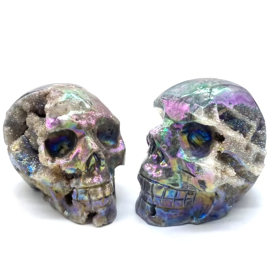 Large Aura Sphalerite Geode Skull Crystal Quartz Healing Decor Gift Random