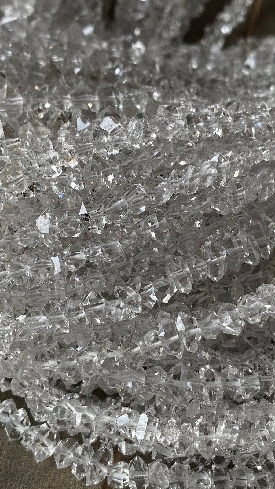 Herkimer Diamond Quartz, Diamond Quartz, Mineral, Crystal, Beads, Strand- 8 inch
