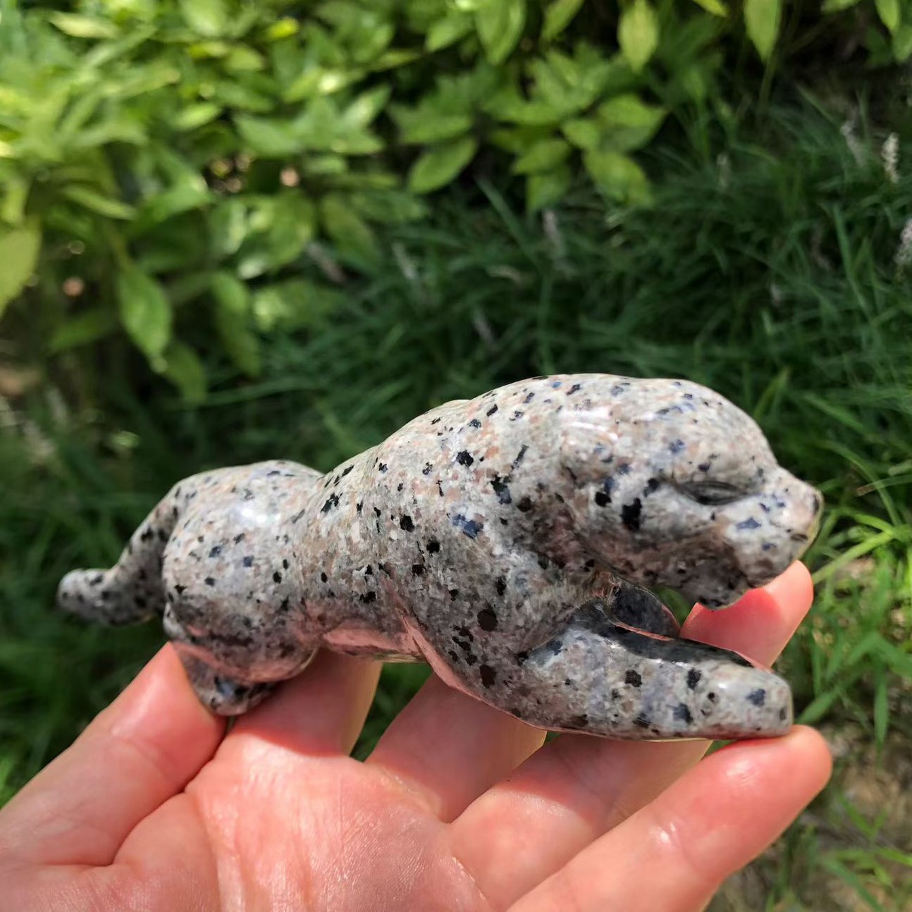 Natural Fire Golem Quartz Hand Caved leopard Skull Crystal reiki Healing 1pc