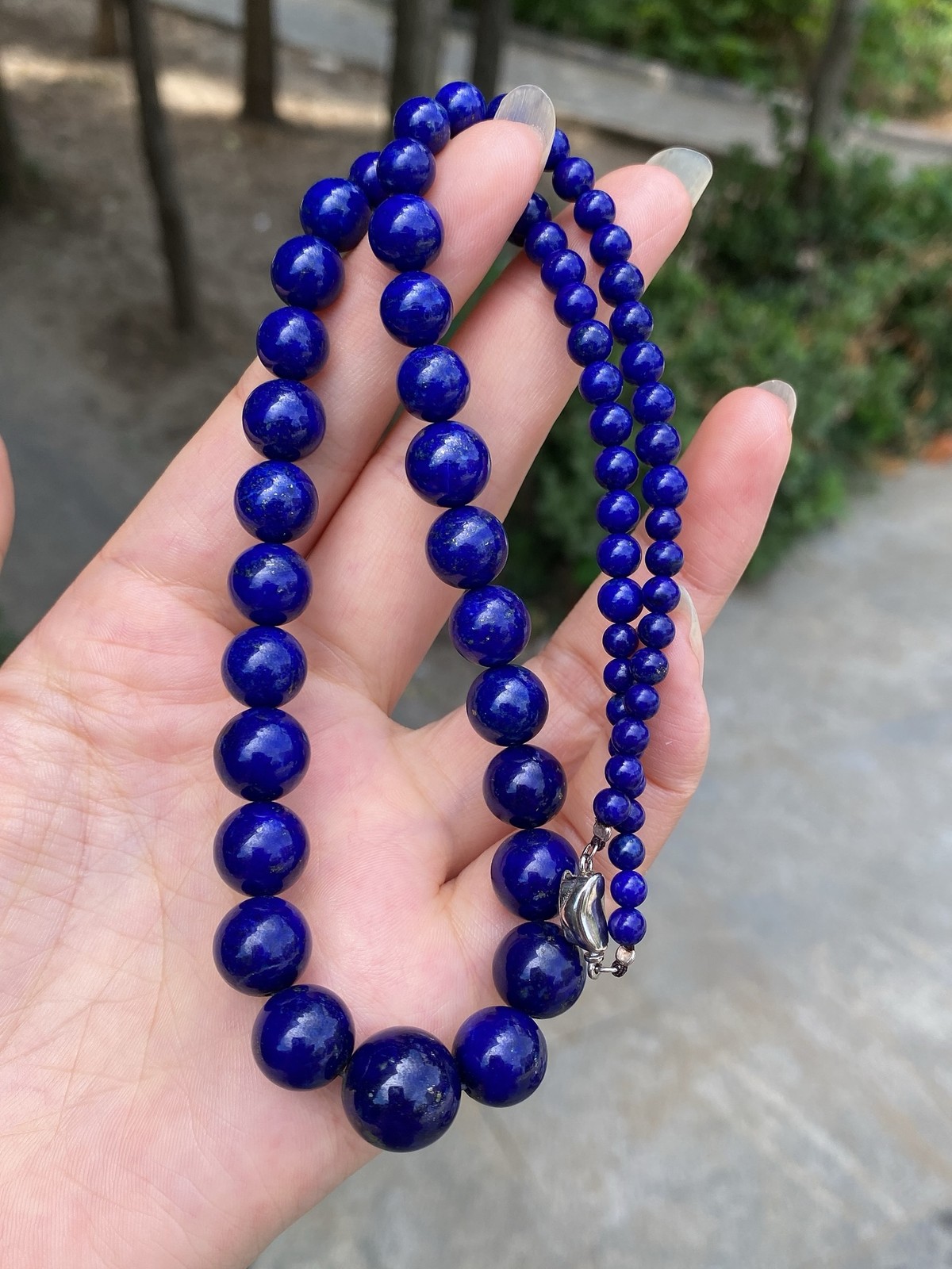 Handmade AAA Old Mine Graduated Strand S925 Silver Ethnic Chakra Ladies Ornament