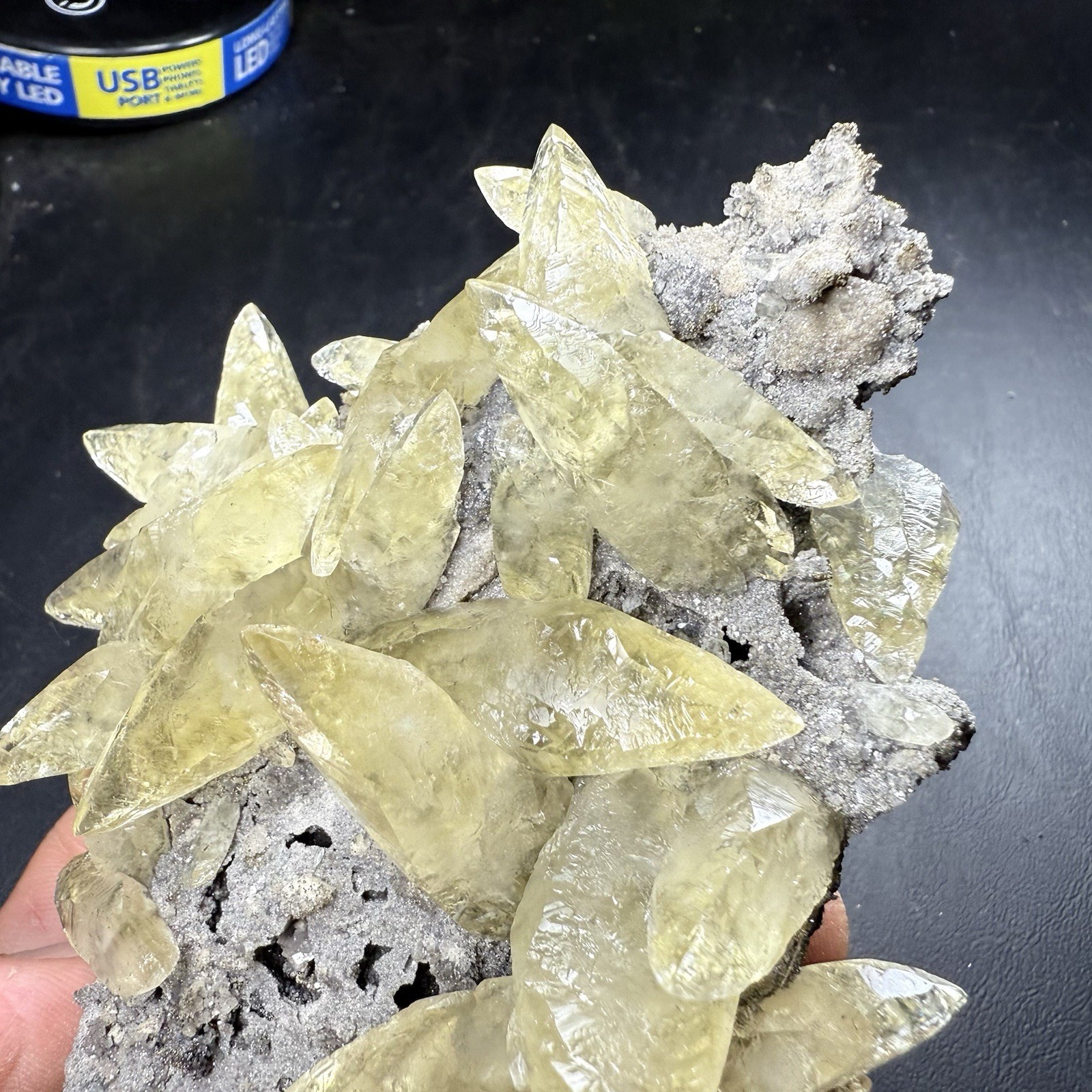 Golden Calcite Crystals on Chalcopyrite Pyrite Matrix / Missouri