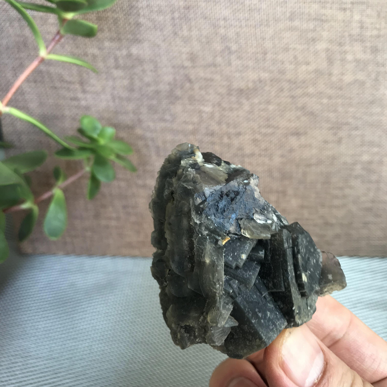 58mm NATURAL Grey Cubic FLUORITE Crystal Cluster Mineral Specimen 170g A1287