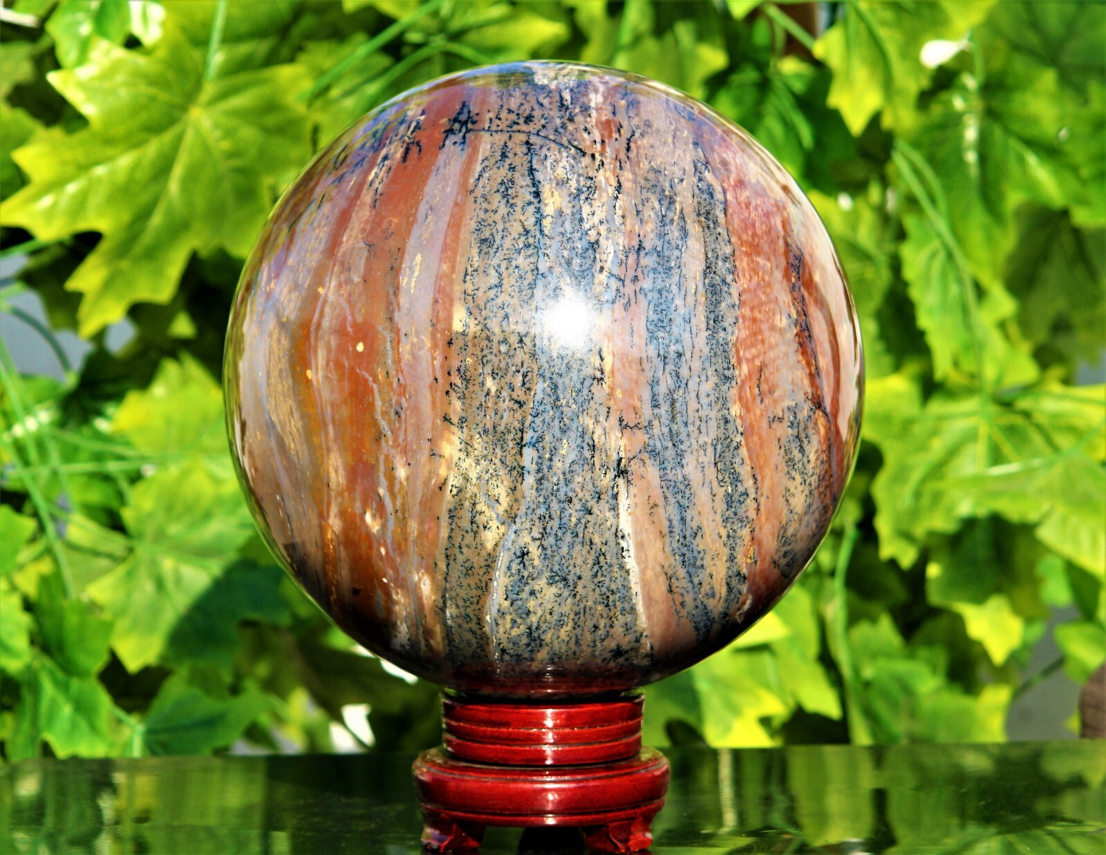 XL 41Lb Red Sonoran Dendritic Rhyolite Crystal Healing Metaphysical Stone Sphere