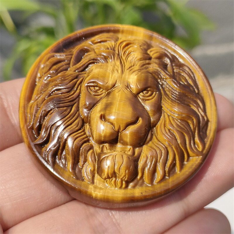 TOP!!! 2″ Natural Tiger’s eye Carved lion Face Quartz Crystal Skull Gift 1pc