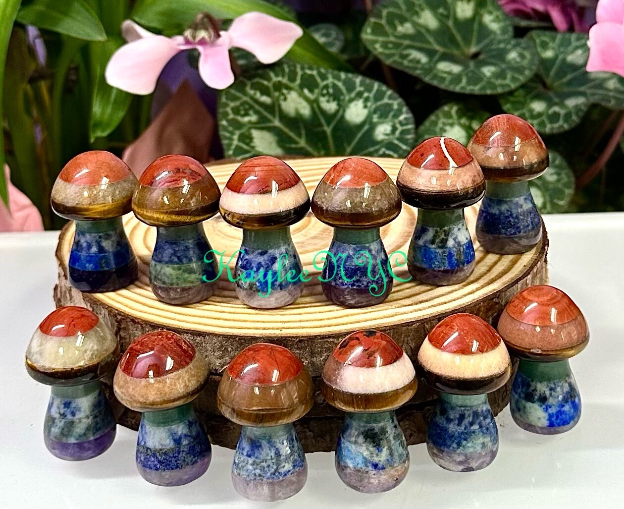 Wholesale Lot 12 PCs 35mm Chakra Mushroom Crystal Healing Energy