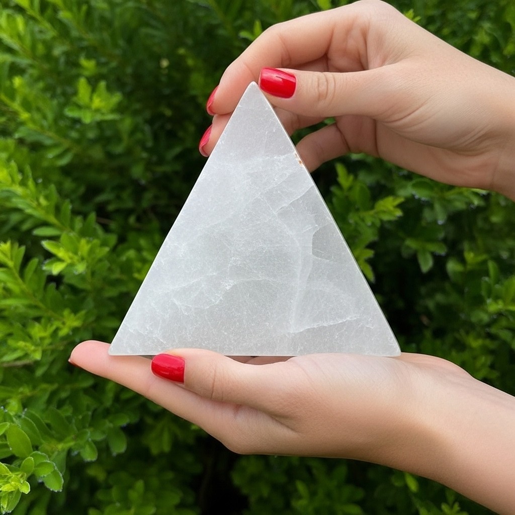 Selenite Triangle Plate – Reiki Charging Stone from morocco