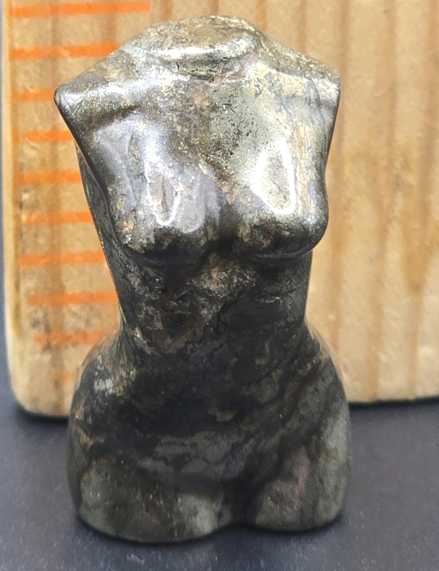 Miniature Pyrite Female Goddess Body Mini Art Piece Home Decore 1″ 1 Oz