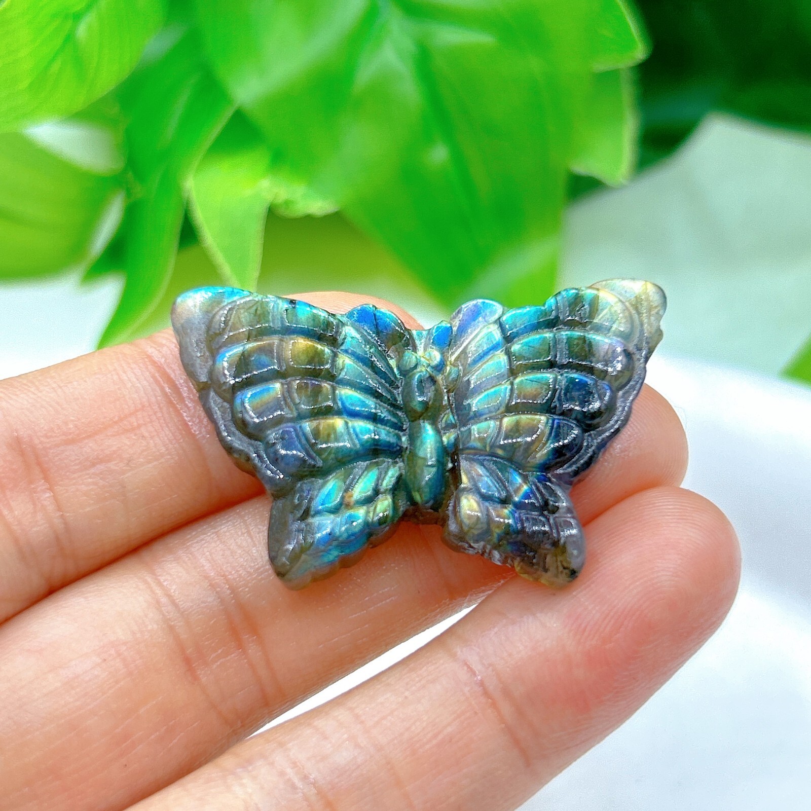Natural labradorite Butterfly Hand Carved crystal Healing