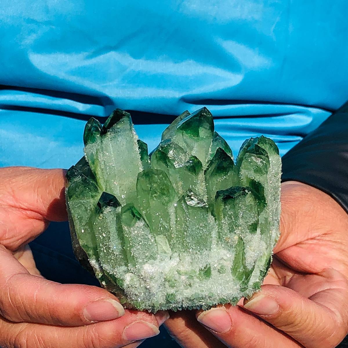 430+510+460+290g New Find green Phantom Quartz Crystal Cluster Mineral Specimen