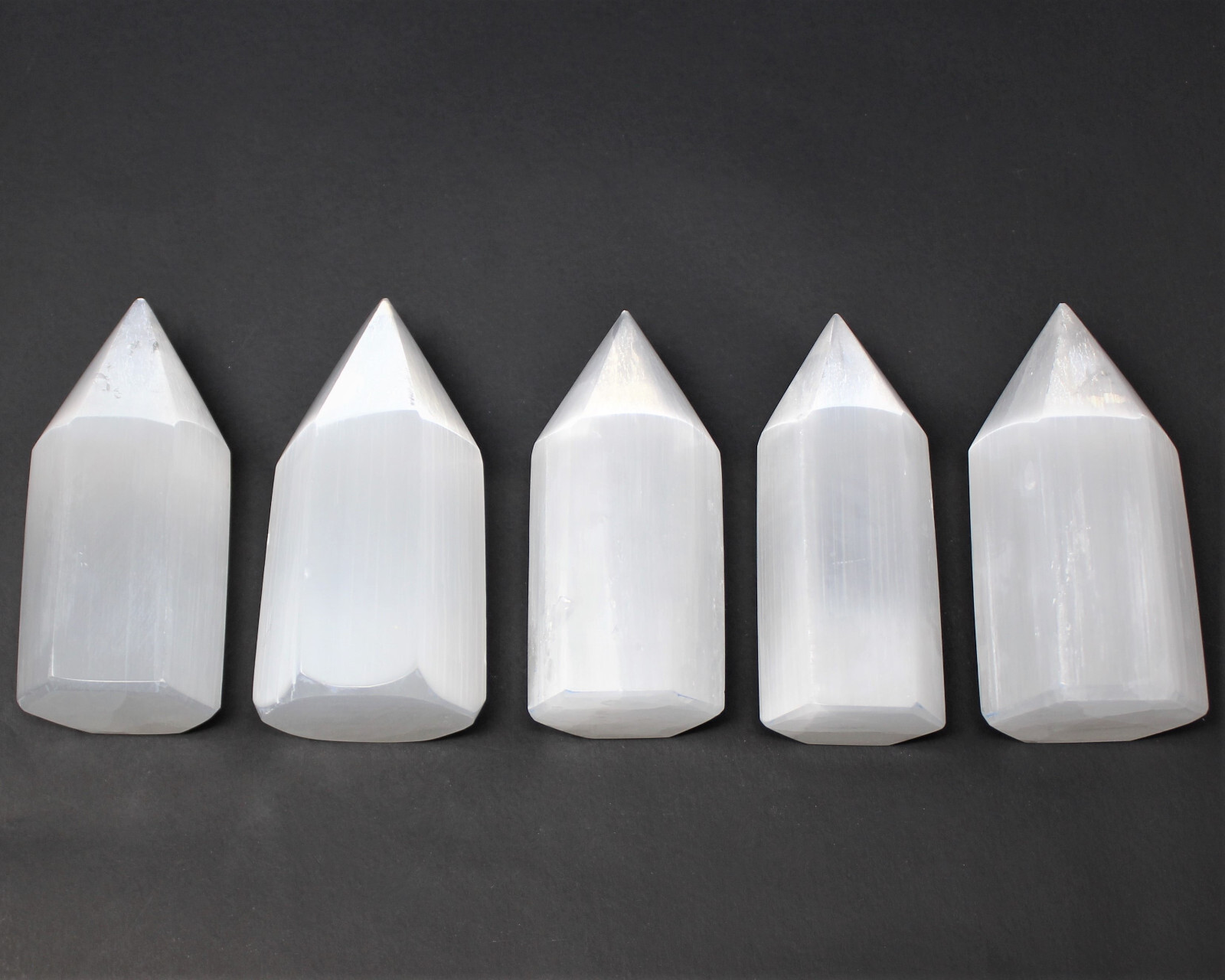 White Selenite Generator 4″ Tall (Selenite 6-Sided Crystal Point, Tower)