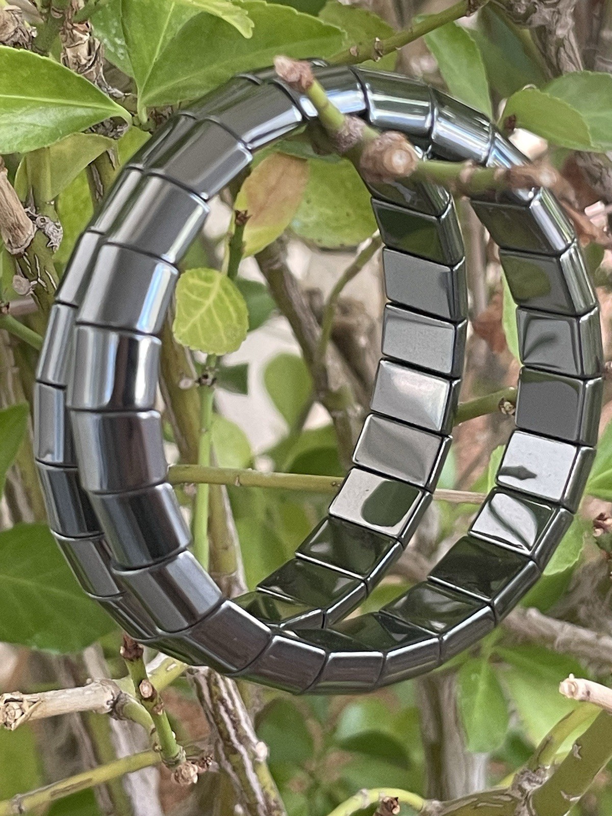 Hematite Crystal/Gemstone Stretch Bracelet 12mm x 9mm (Price For 1)