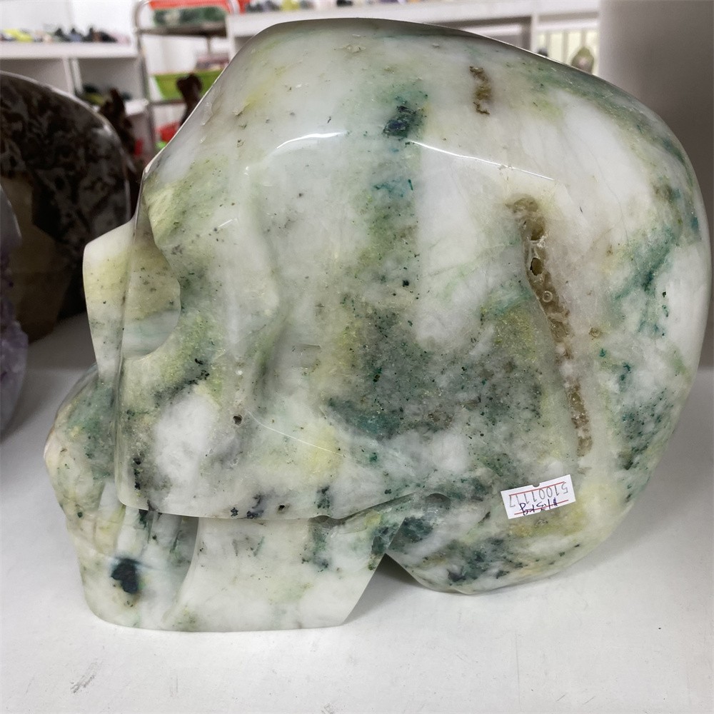 Customized Random1pc 24.9LB 8.4″ Large Phoenix Stobe/Chrysocolla Skull Crystal