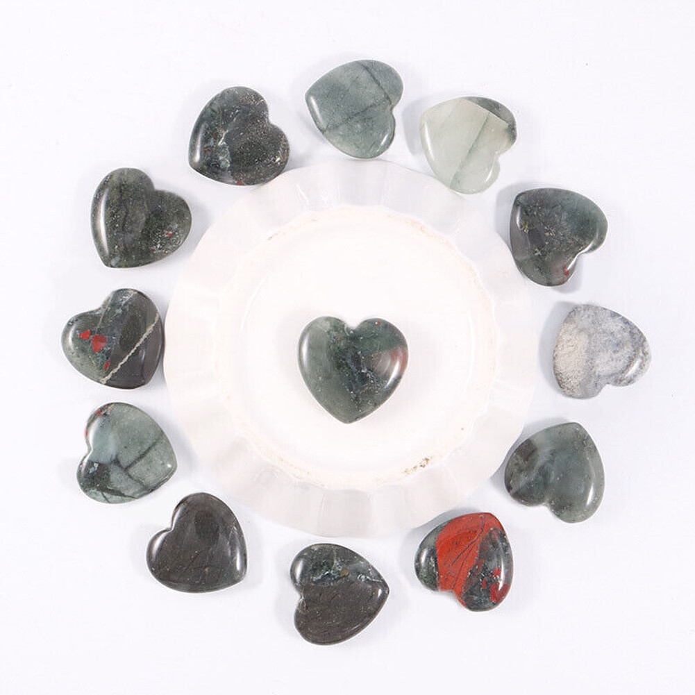 40 PCS 20mm Natural Crystal Quartz Carved Heart Shaped Healing Love Gemstones **