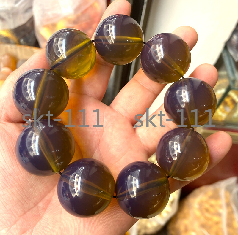 Huge 0 Certificate 30mm Natural Mexico sky blue Amber Beads Bracelet