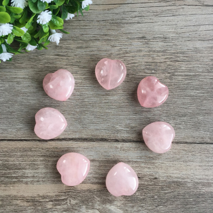 Natural Stone Rose Quartz Heart Shaped Stone Striped Agate Crystal Love Gemstone