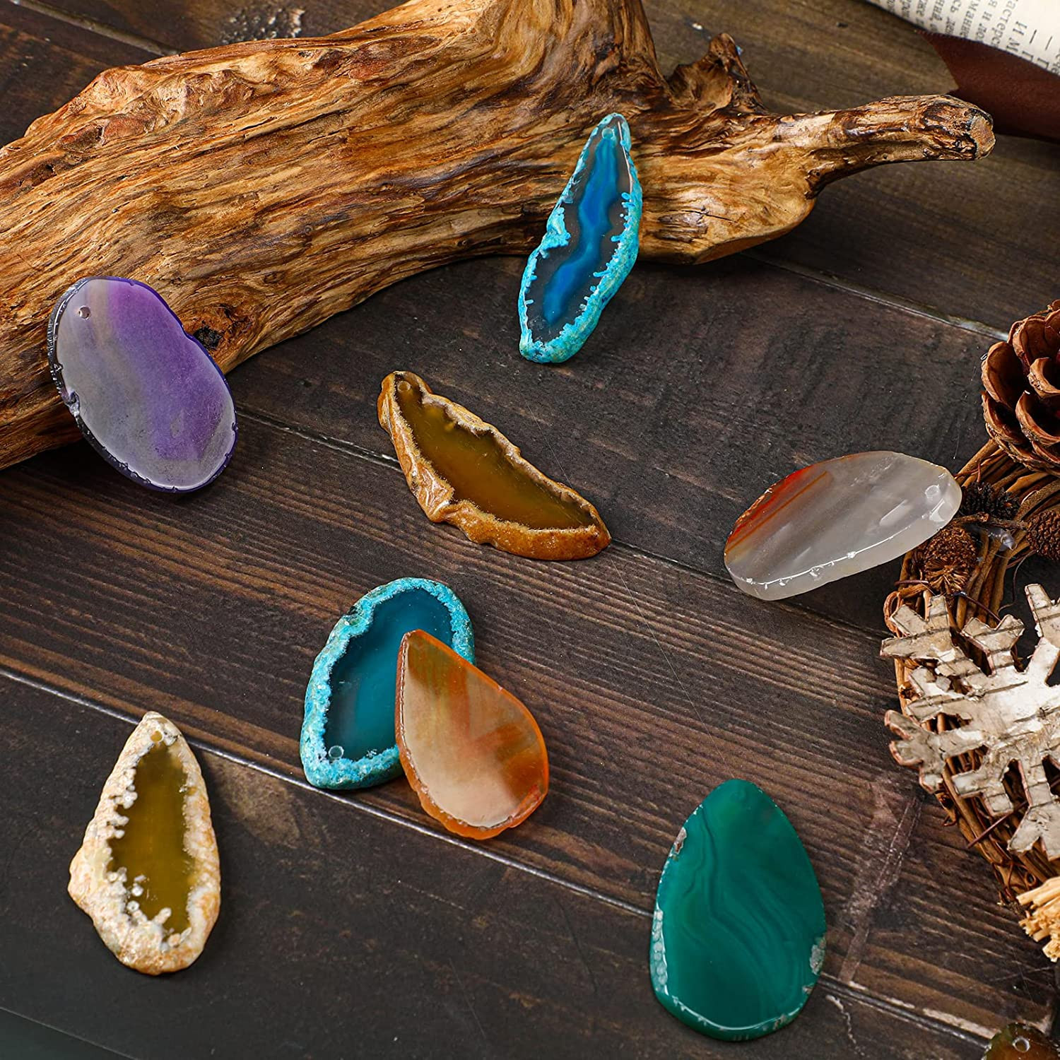 50 Pcs Agate Slice Crystals Bulk Polished Agate Light Table Slices Irregular Hea