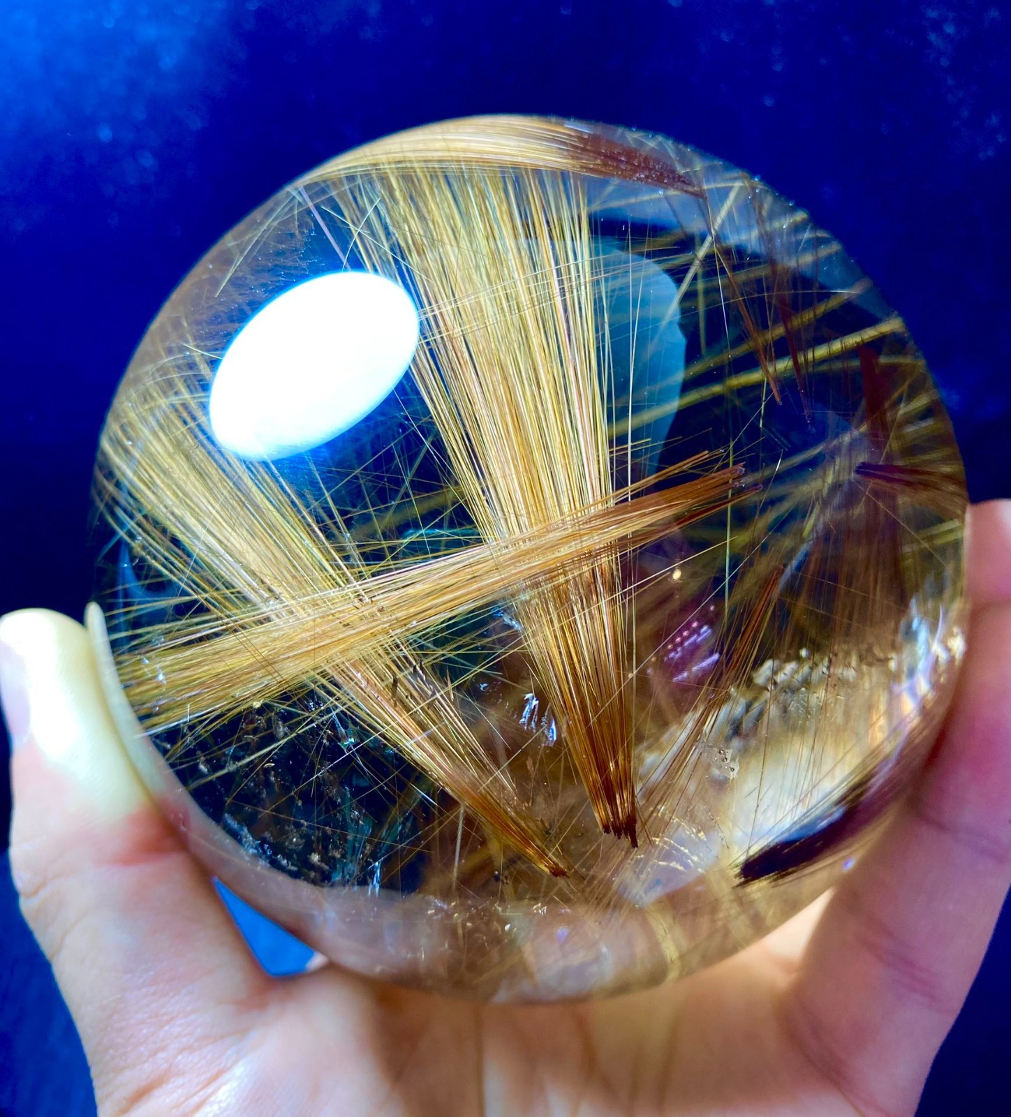 110mm Top rare Natural Golden Rutilated ball sphere Quartz Crystal Mineral reiki