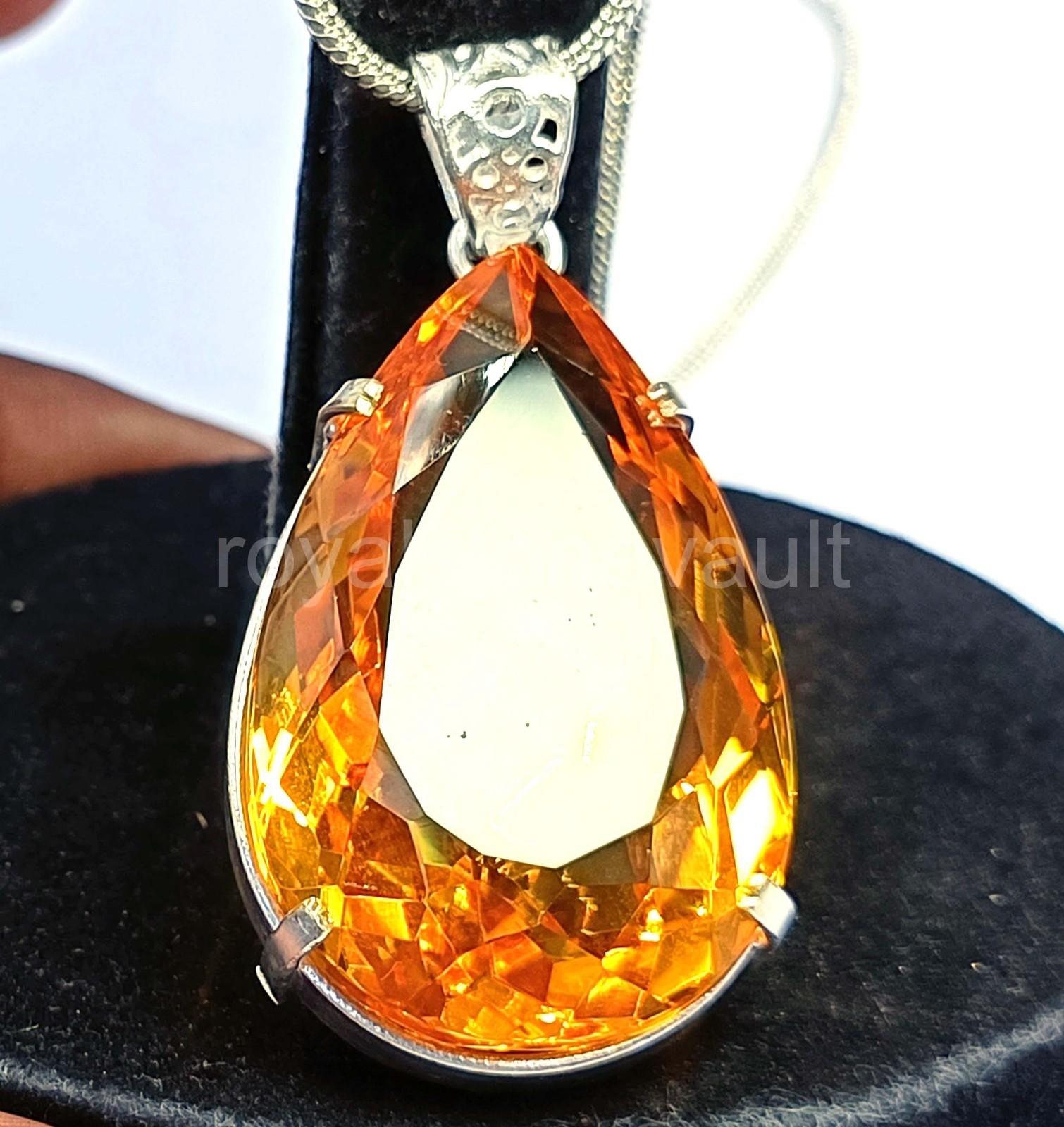 103.5Ct Natural Yellow Sapphire Pendant Pear Shape 925 Silver IGL Certified 5JOY