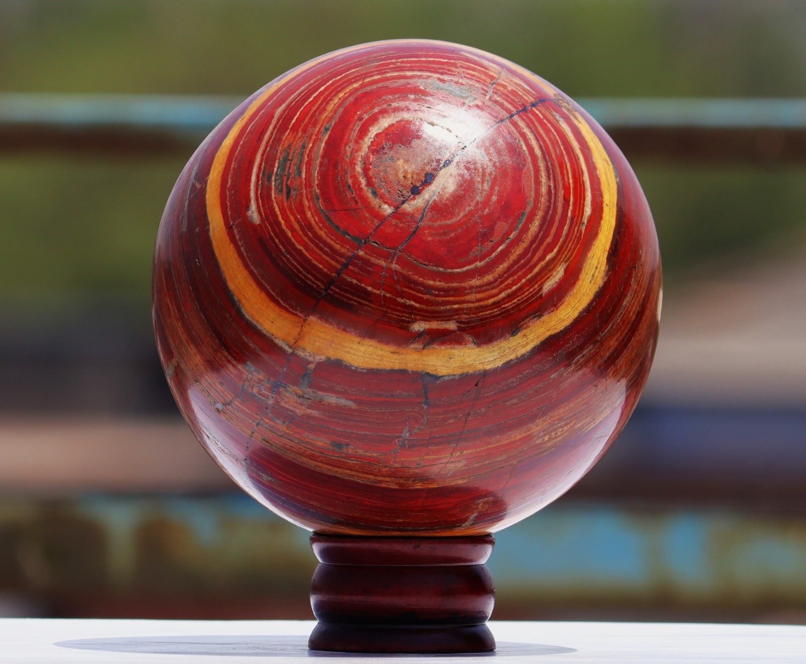 150mm Red Mookaite Jasper Stone Sphere Crystal Ball Healing Decor Reiki Gemstone