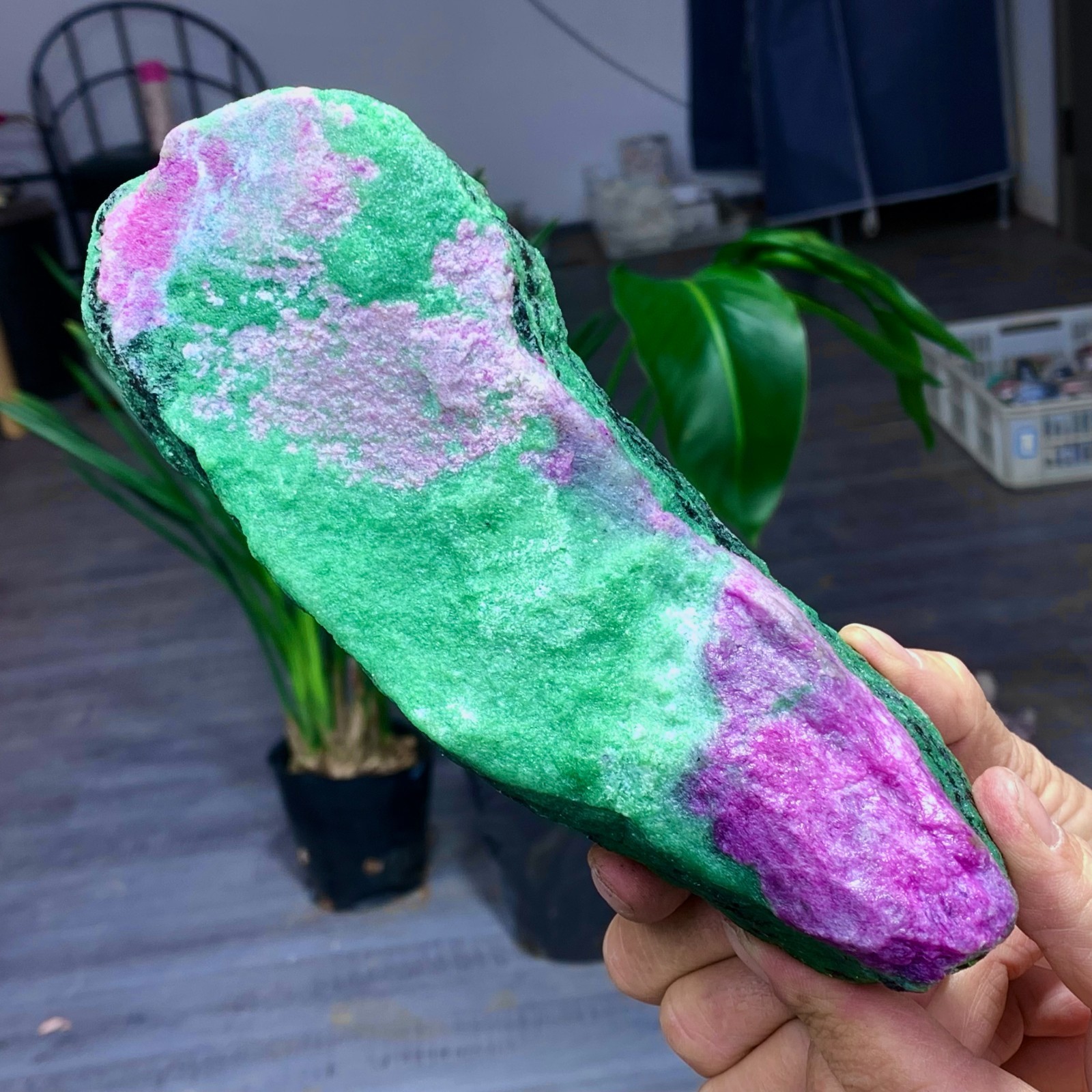 2.54LB Natural green Ruby zoisite (anylite) crystal Chakra Healing Energy A763