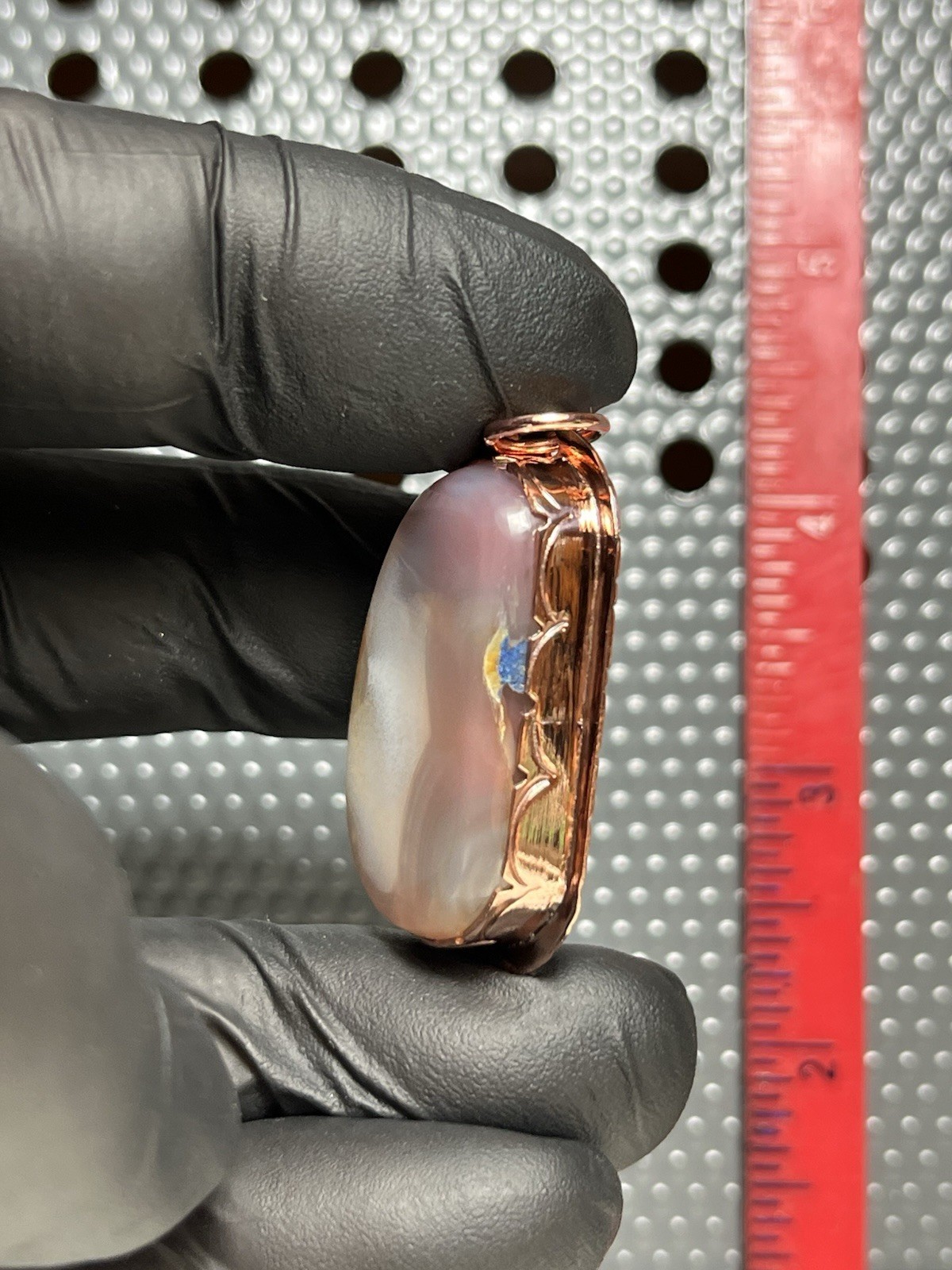 Pink Mozambique Agate Beautifully Set In Copper. Pendant Number 157￼