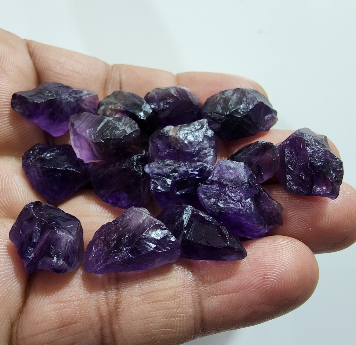 15 Pcs Awesome Purple Amethyst Rough Gemstone Chunks Size 17-21 MM Loose Rough