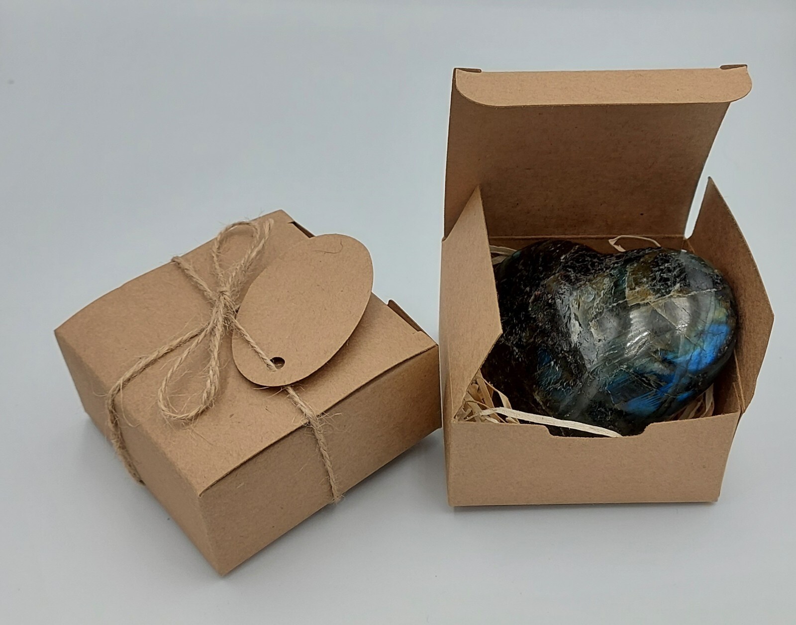 Labradorite Heart hand-carved Quartz Healing Crystal. 260 Grams. 7cm by 8cm.