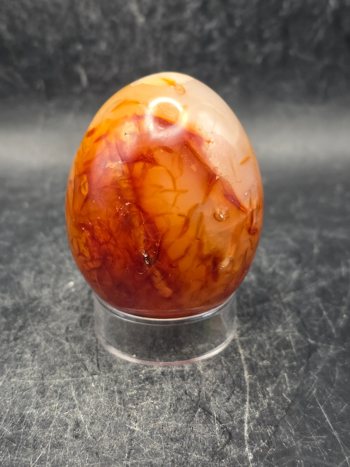 Druzy Carnelian agate egg! 4.5 ounces, 2 inches tall, 1.6″ wide