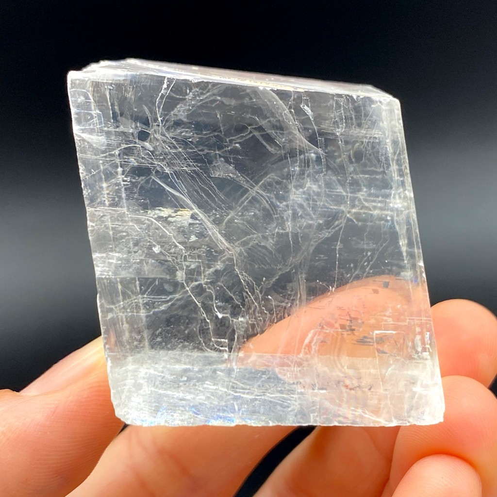 103g Rainbow Natural Clear Calcite-iceland spar cube Mineral Specimen Healing