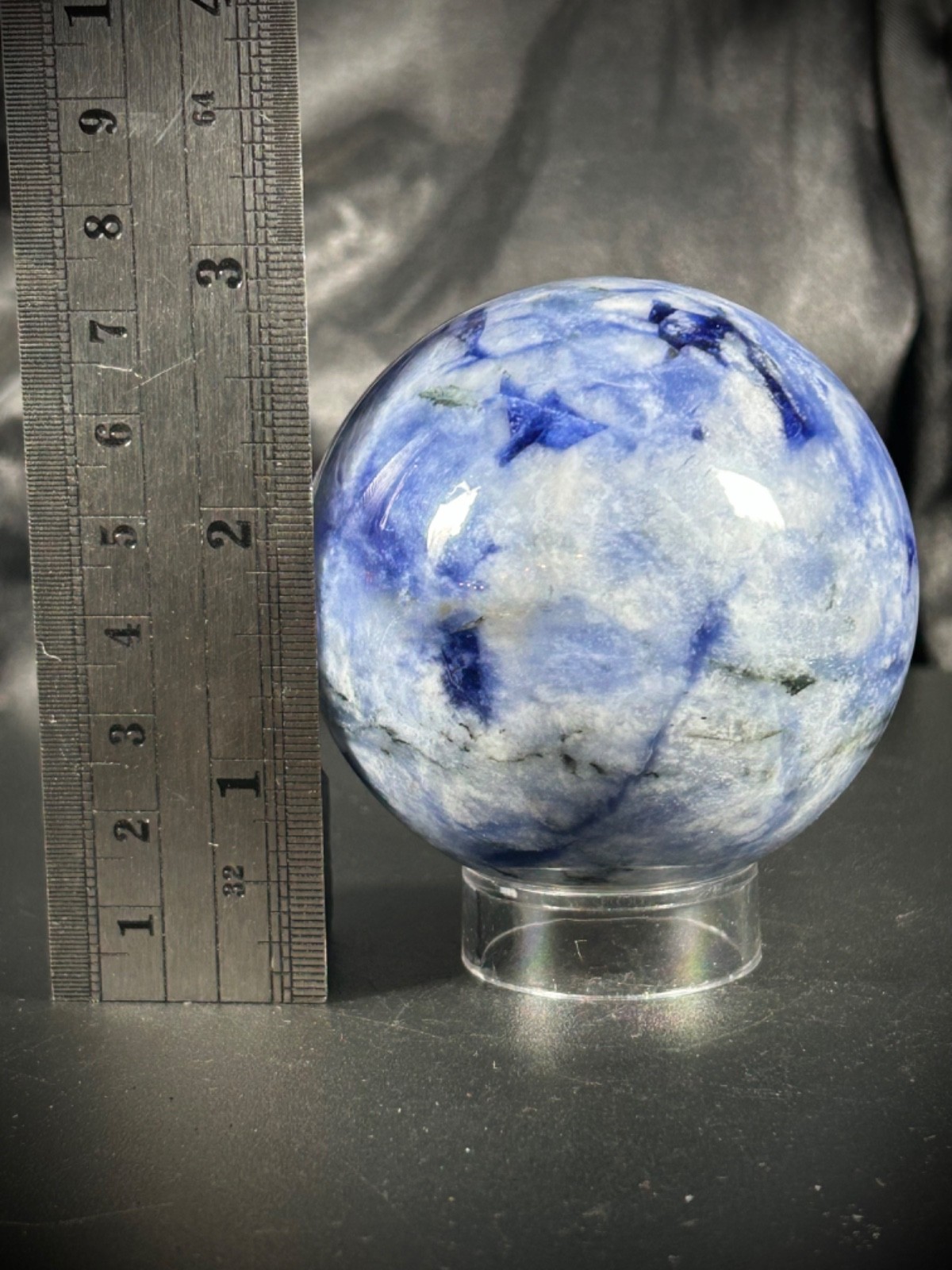 2.52” Afghanite Sphere With Acrylic Stand – Amazing UV 12.5oz (354 grams)