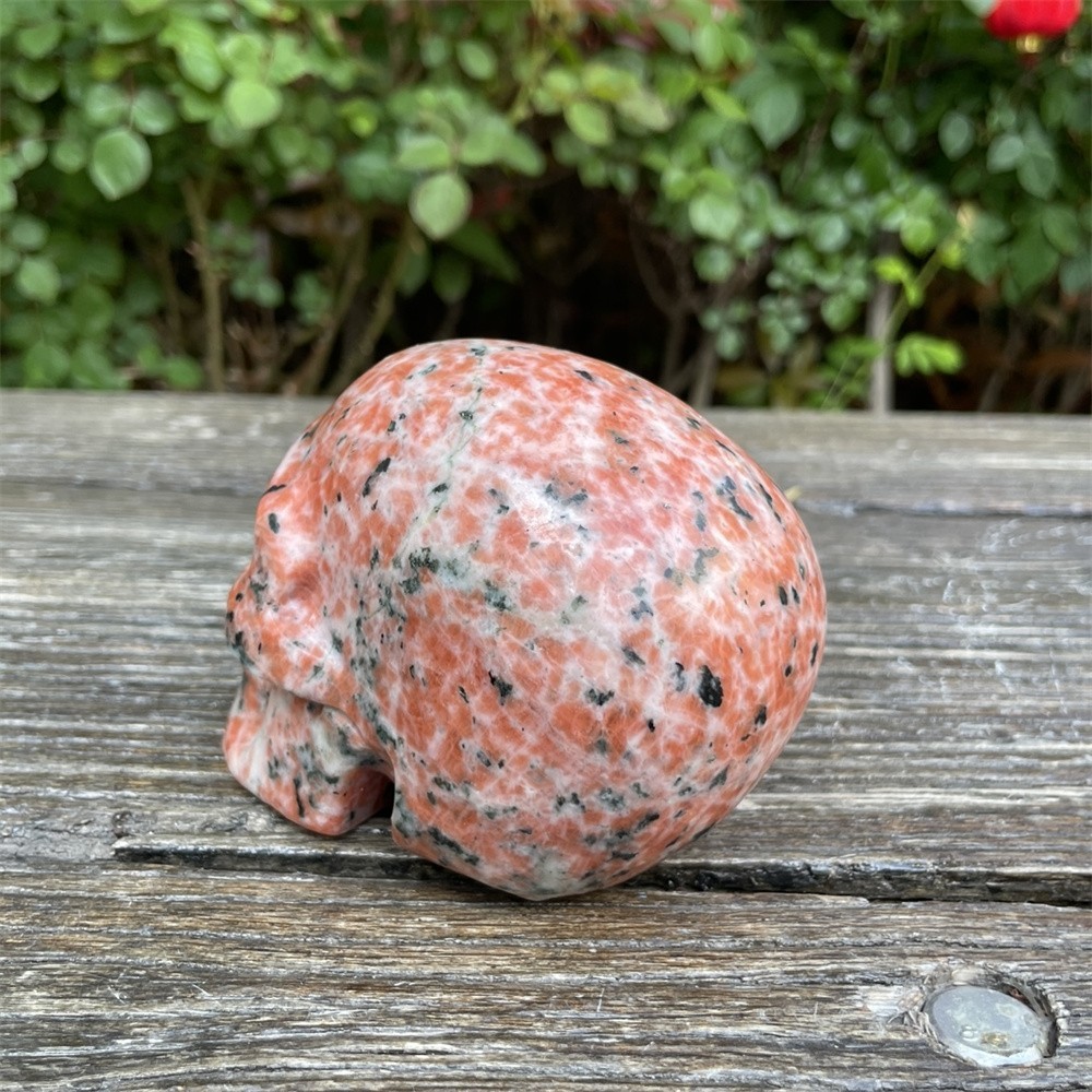 2LB 4.3″ Natural Sun Stone Skull Crystal Quartz Carving Reiki Decoration