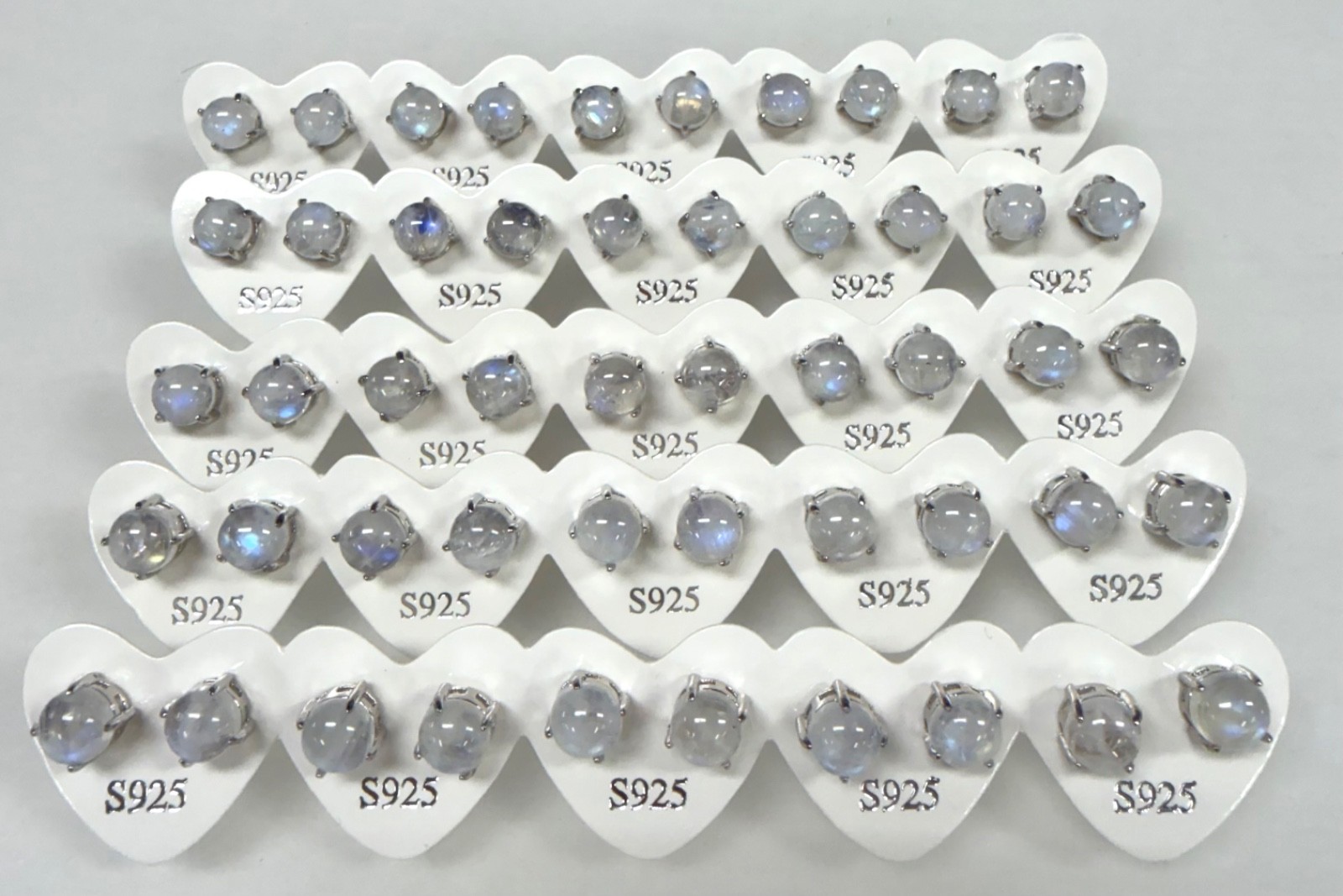Wholesale 5 Pairs Natural Moonstone Stud Earring 7mm