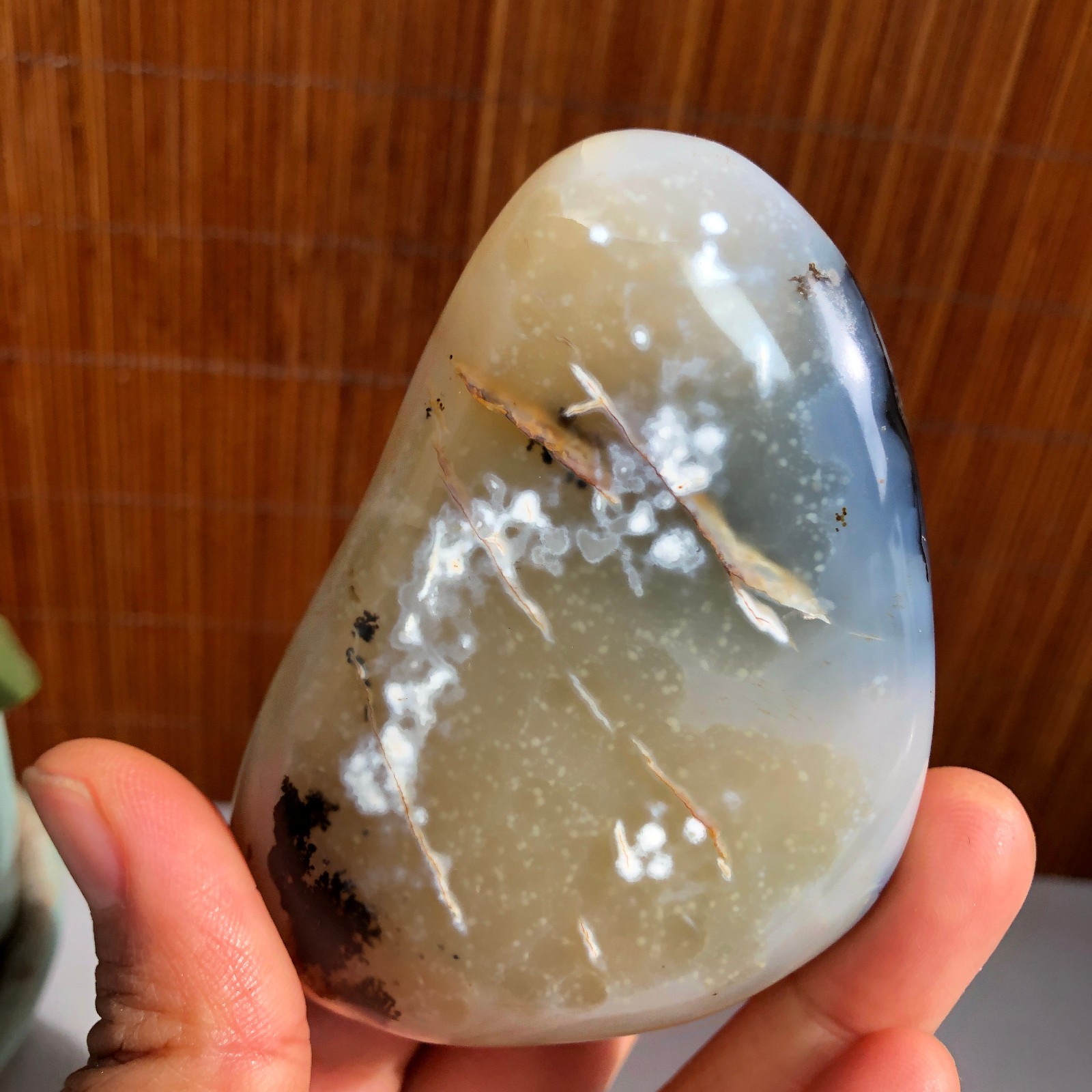 80mm Natural aquatic plants agate pretty Crystal specimens 235g A1485