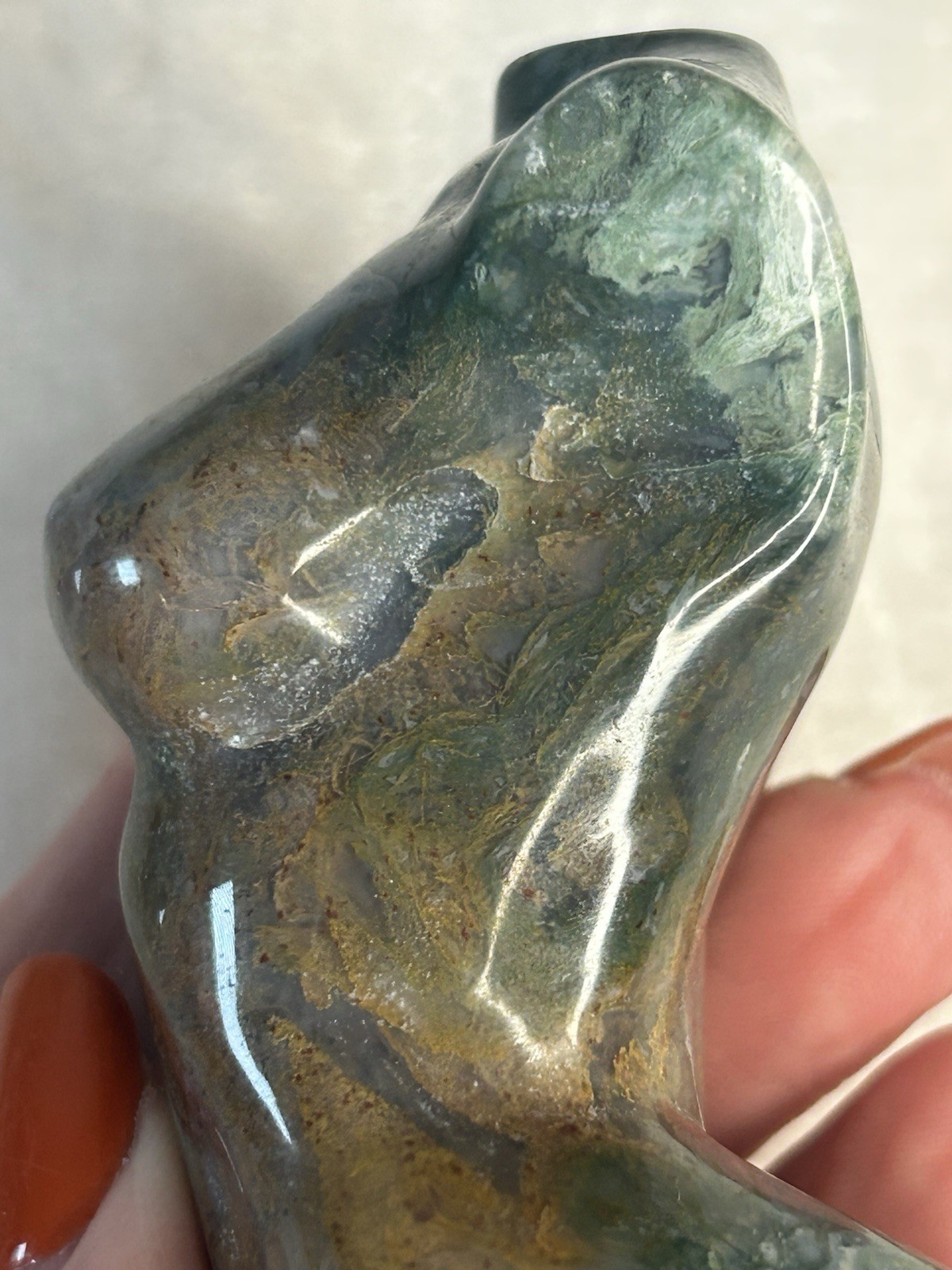 4” Moss Agate Goddess Lady Body Carving | Natural Crystal Statue