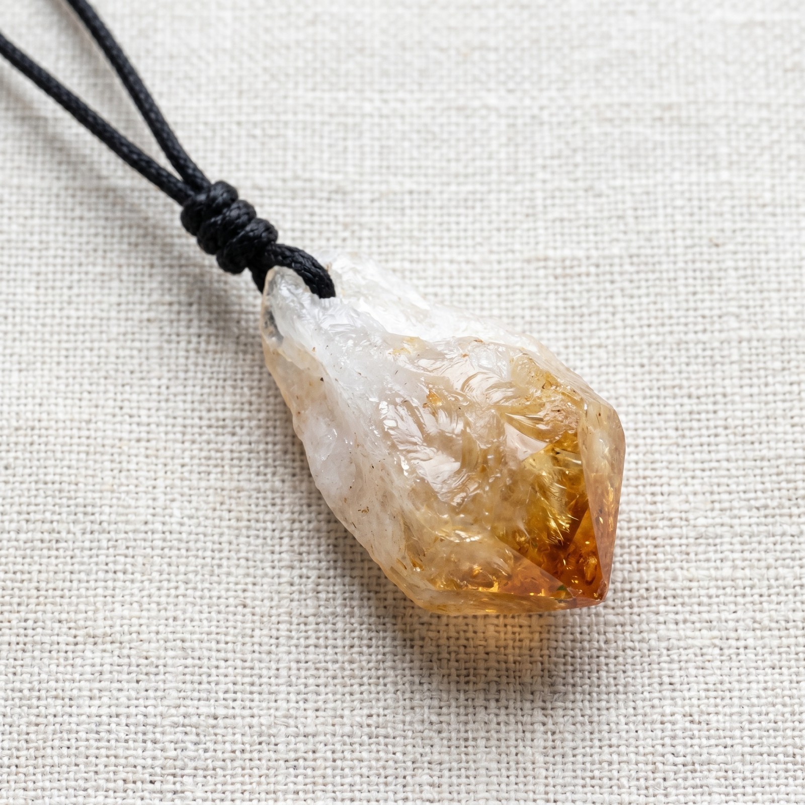 Natural Raw Citrine Crystal Pendant Necklace Healing Rough Gemstone Boho Jewelry